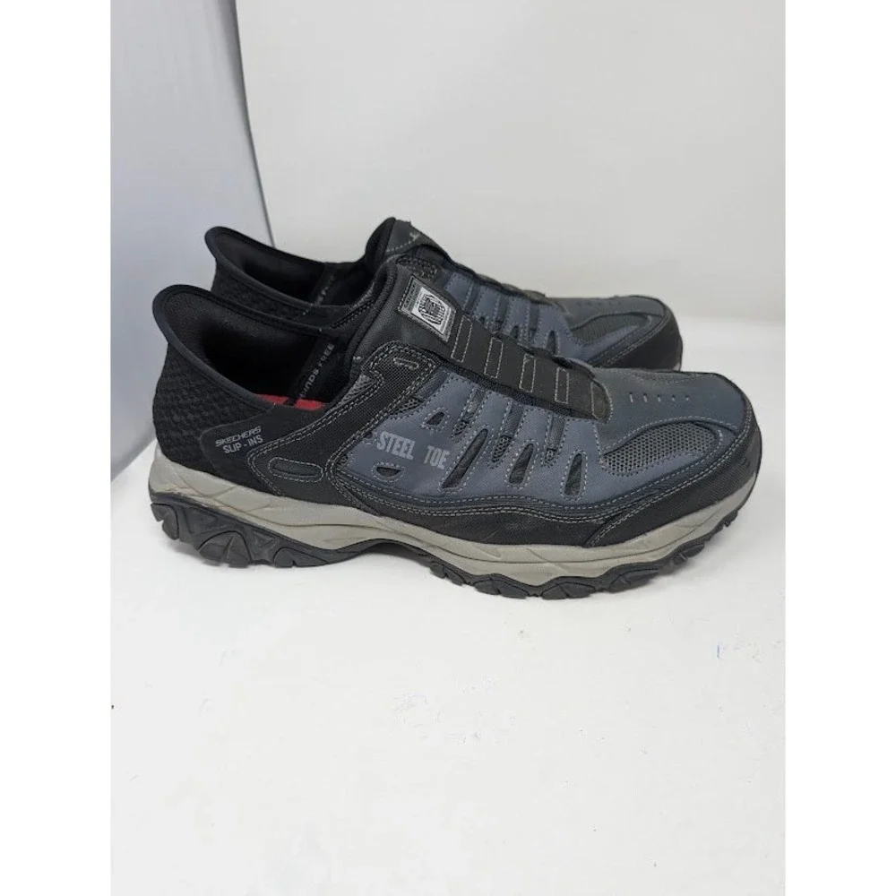 Skechers Work Hands Free Slip-ins Cankton Faison Steel Toe Shoes Men's 13 Gray